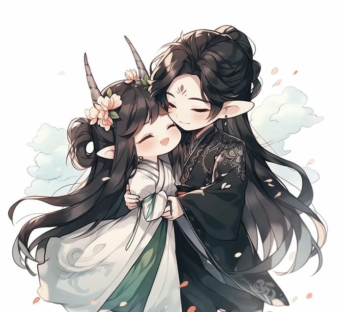 hình chibi đôi ngọt ngào