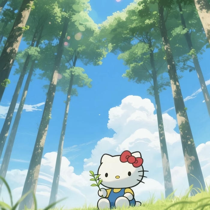 hình đại diện avatar hello kitty 1 mình trong rừng
