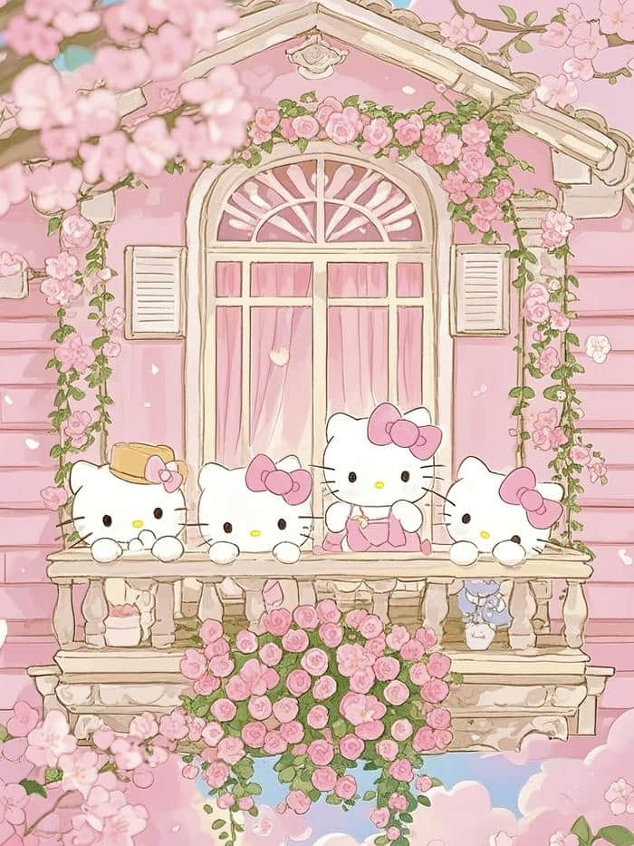 hình đại diện hello kitty cute nền hồng dễ thương