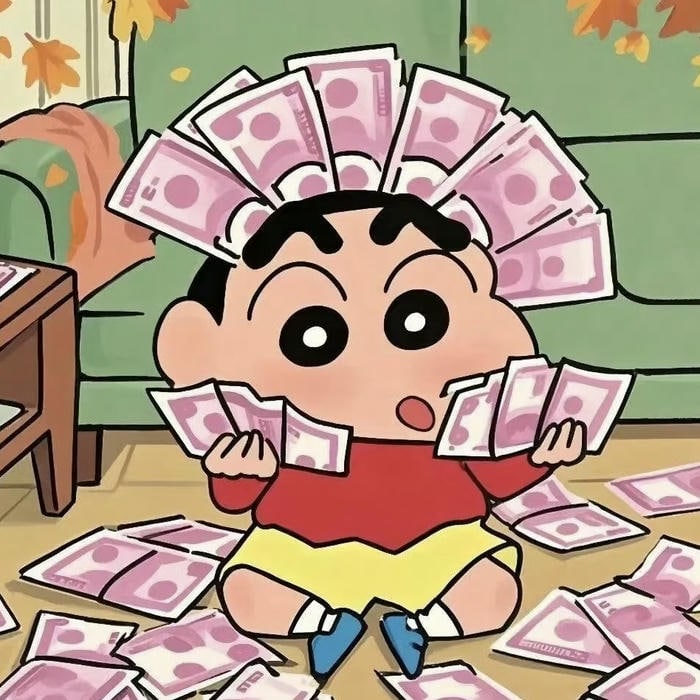 hình đại diện shin cậu bé bút chì đếm tiền