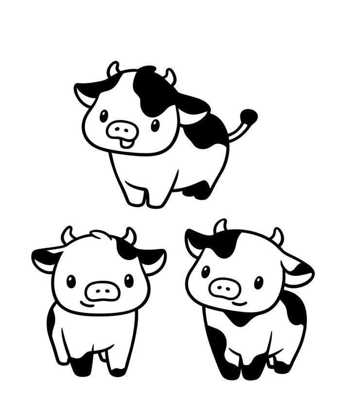 hình đường viền bò cho bé tô