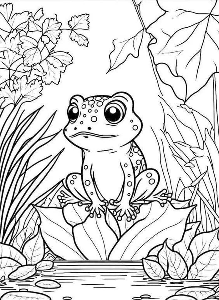 hình đường viền ếch cho bé tập tô