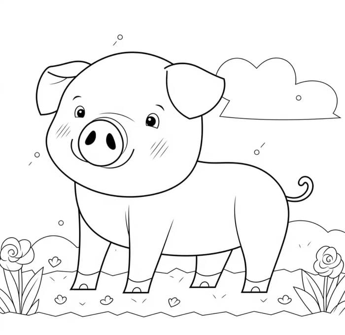 hình đường viền heo cho bé tập tô
