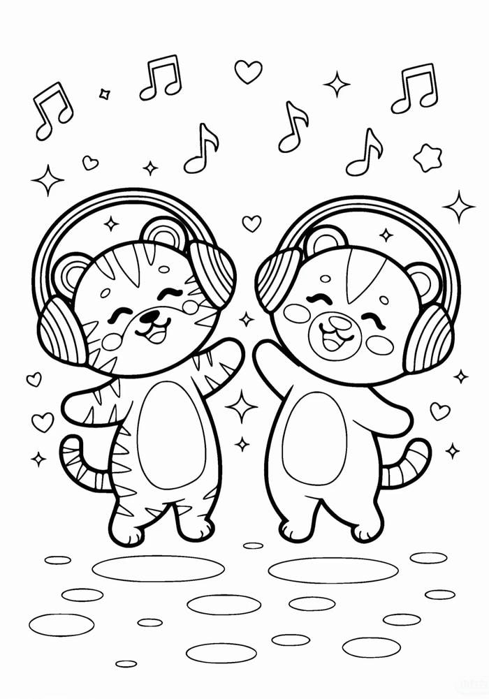 hình đường viền mèo cho bé tập tô