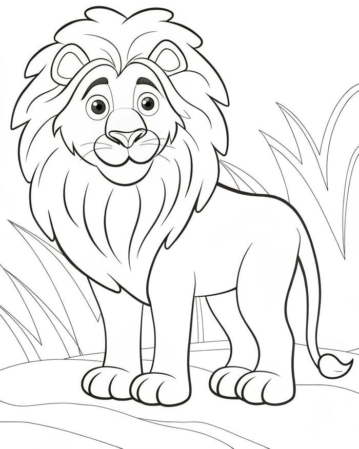hình đường viền sư tử cho bé tập tô