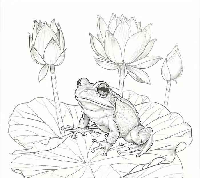 hình ếch không màu giúp bé tập tô