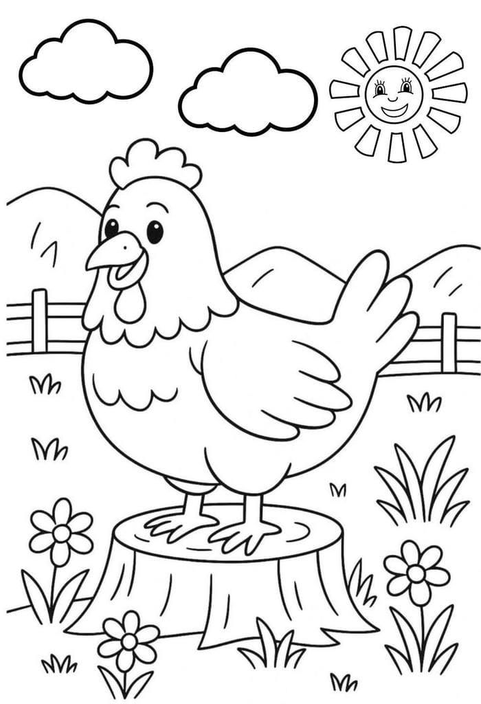 hình gà mái dễ thương cho bé tập tô