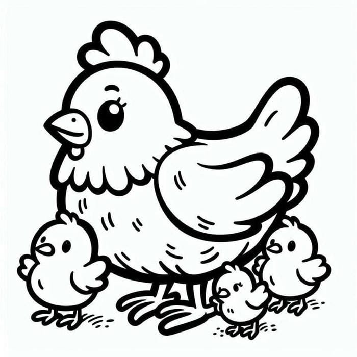 hình gà mái đường nét rõ ràng