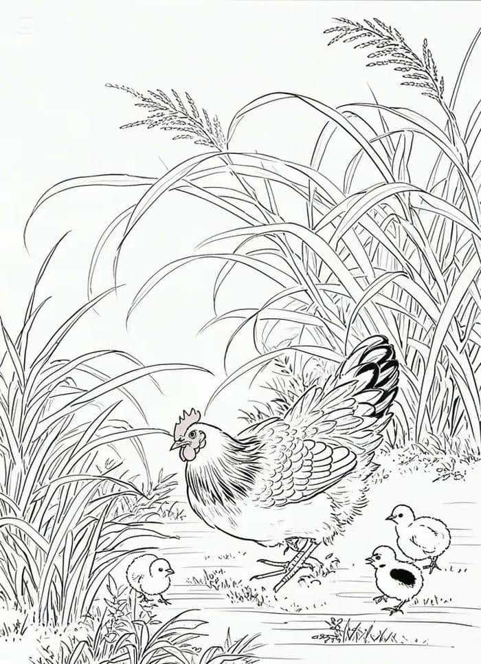 hình gà mái không màu giúp bé tập tô