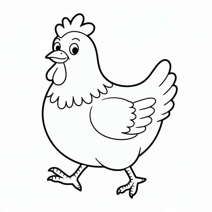 hình gà mái trắng đen cho bé tô