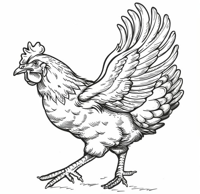 hình gà trống không màu giúp bé tập tô