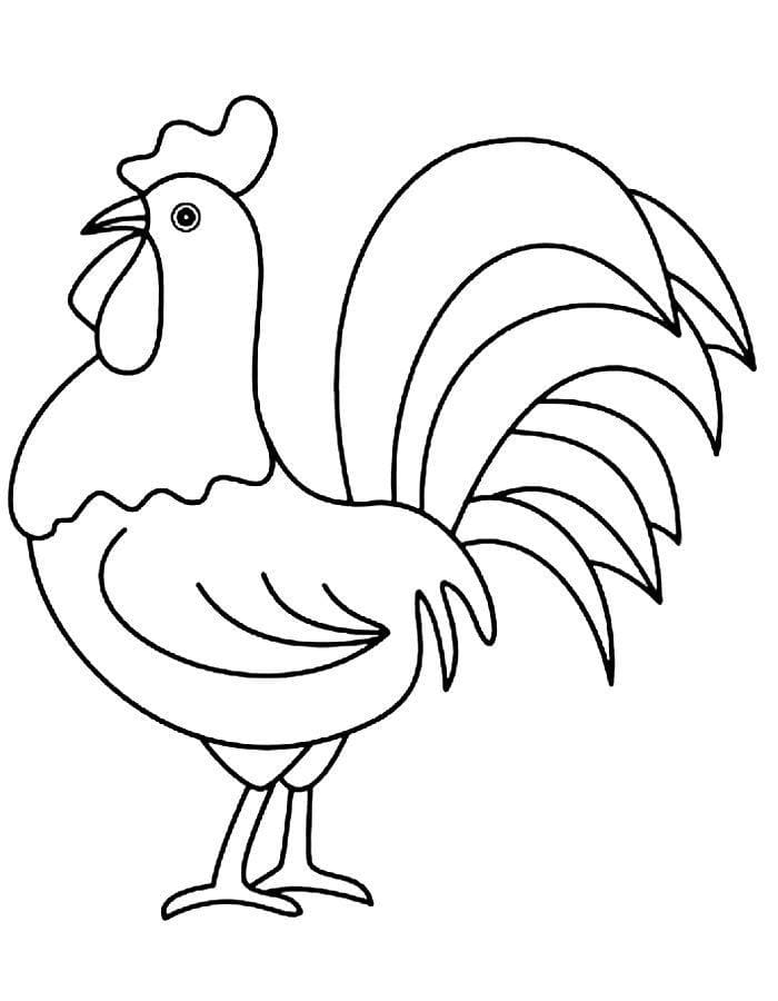 hình gà trống nét đậm giúp bé tô