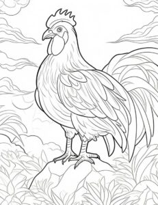 hình gà trống thiếu nhi tập tô