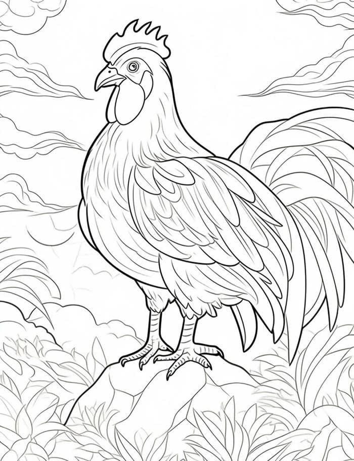 hình gà trống thiếu nhi tập tô