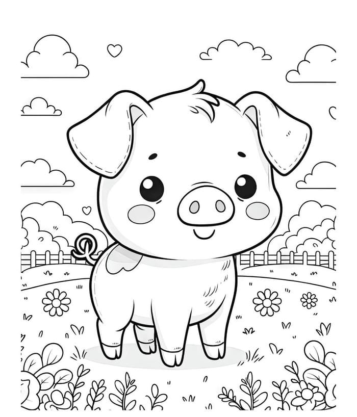 hình heo cho bé tập vẽ tô