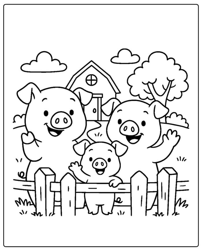 hình heo nét đậm giúp trẻ tập tô