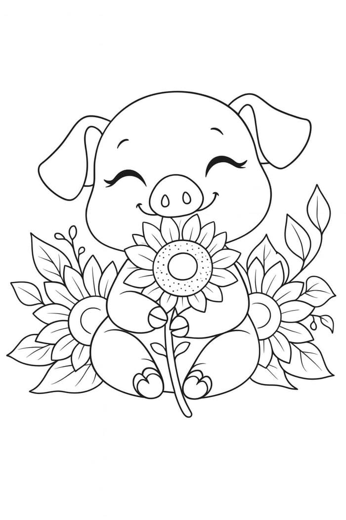 hình heo trắng đen cho bé tô