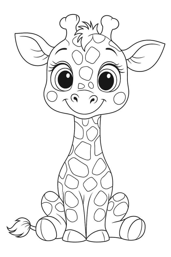 hình hươu cao cổ đáng yêu cho bé tô