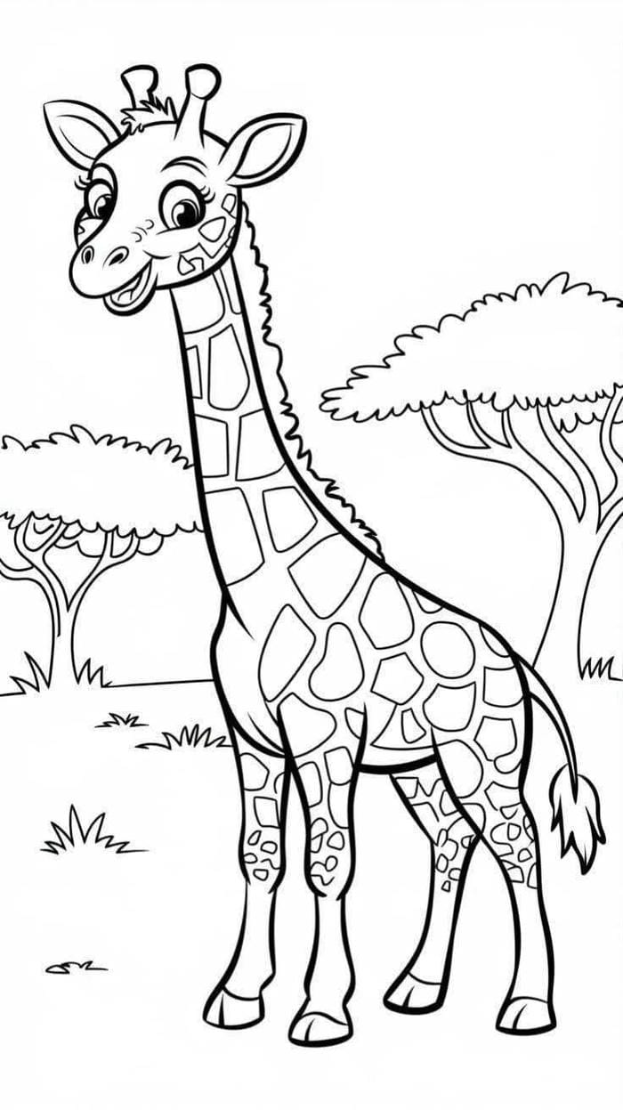 hình hươu cao cổ đơn giản trẻ em