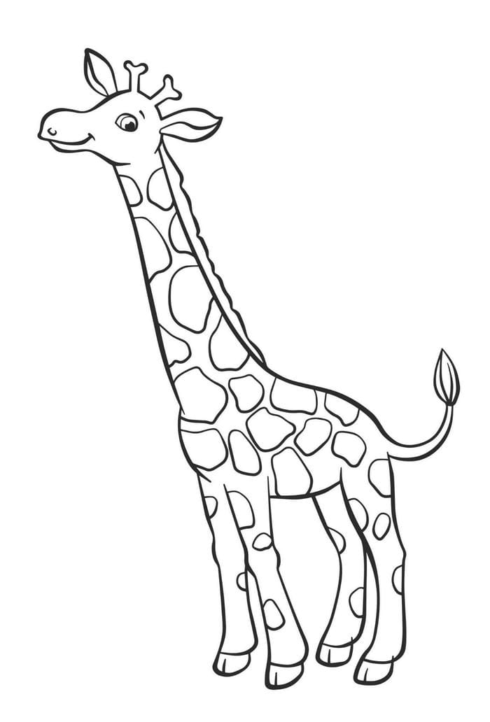 hình hươu cao cổ nét đậm giúp bé tập tô