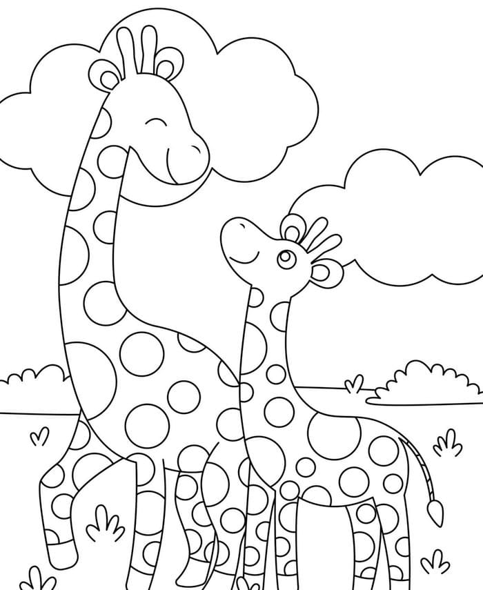 hình hươu cao cổ vui nhộn cho bé tô màu