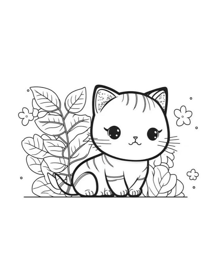 hình mèo cartoon để bé tô