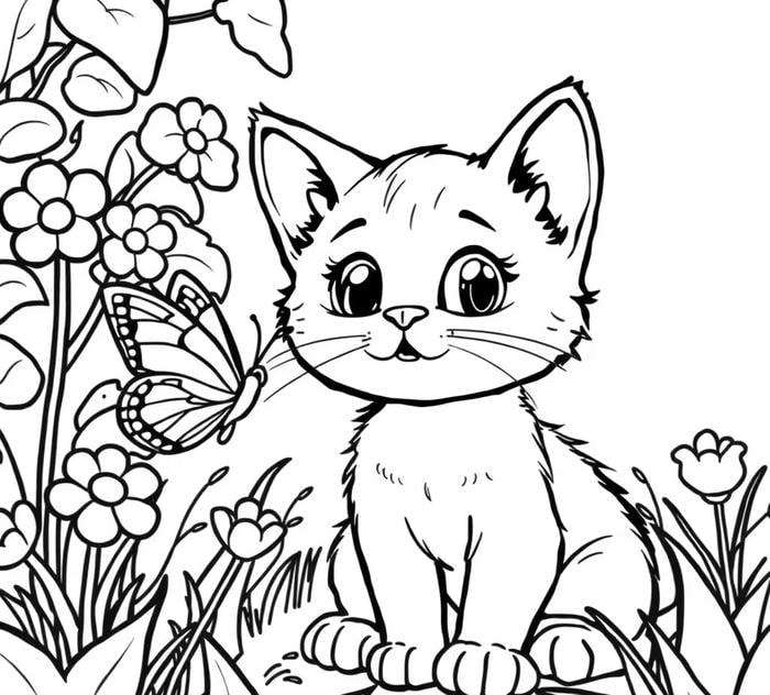 hình mèo cho bé tập vẽ tô