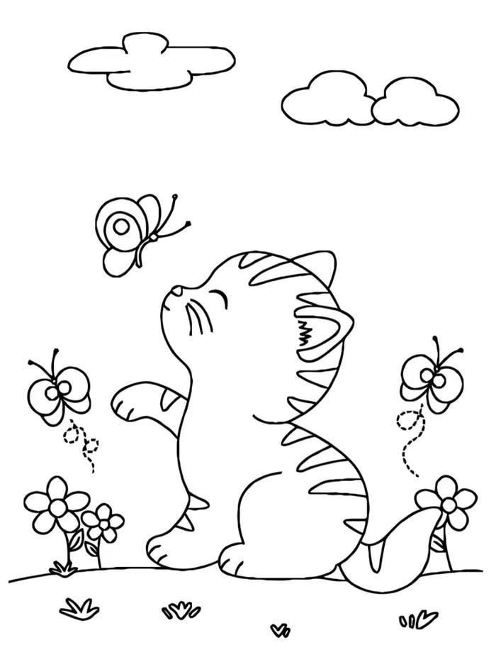 hình mèo luyện nét cho trẻ