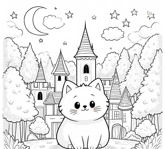 hình mèo trắng đen cho bé tô