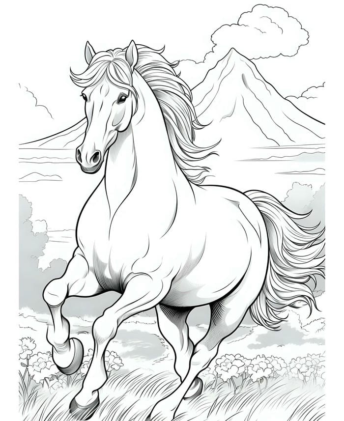 hình ngựa cartoon để bé tô