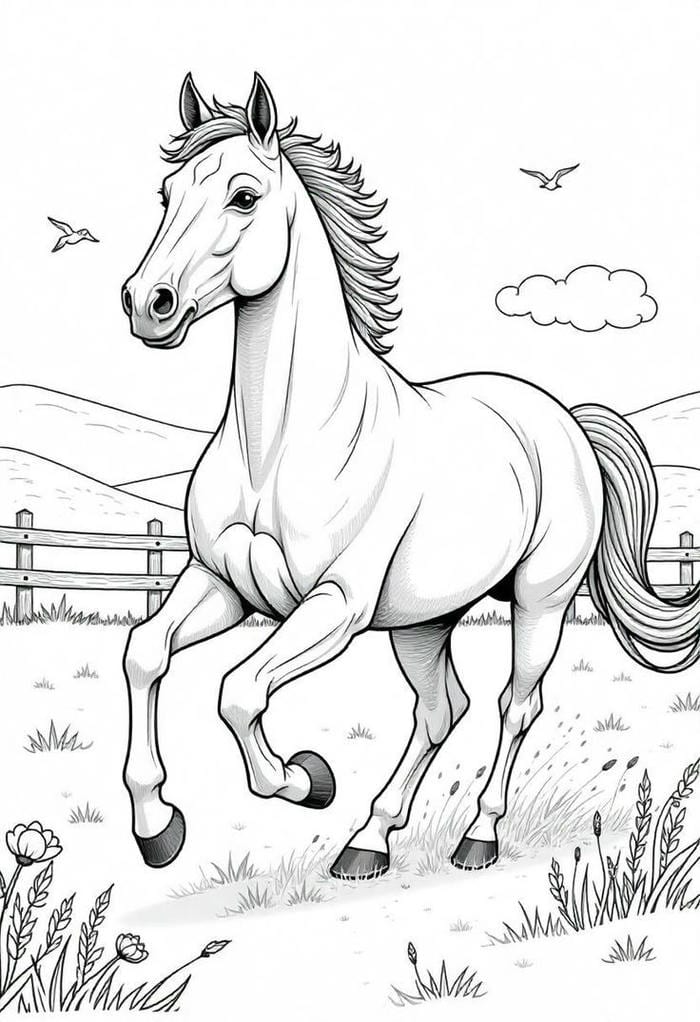 hình ngựa đơn giản trẻ em
