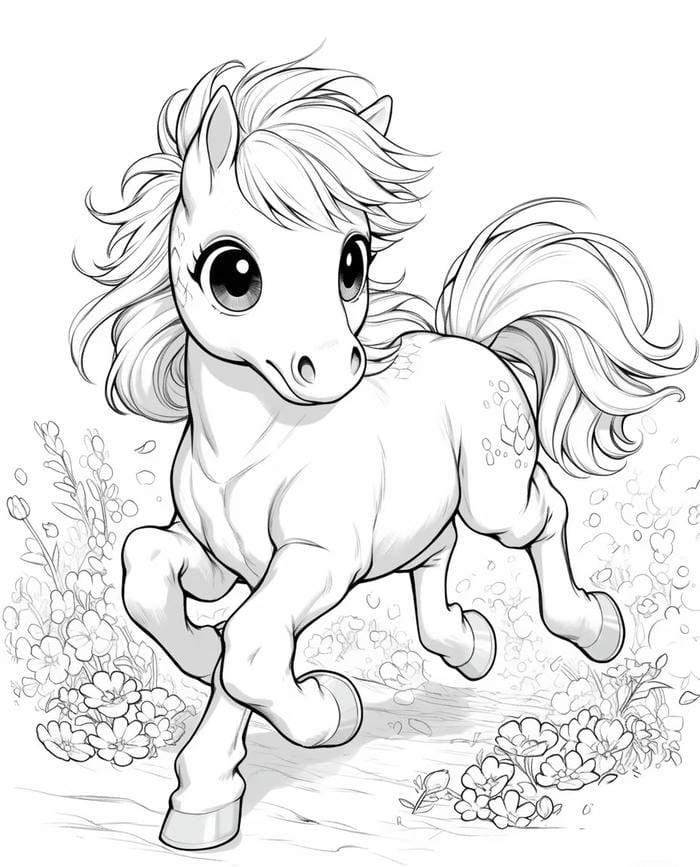 hình ngựa không màu giúp bé tập tô