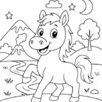 hình ngựa nét đậm giúp trẻ tập tô