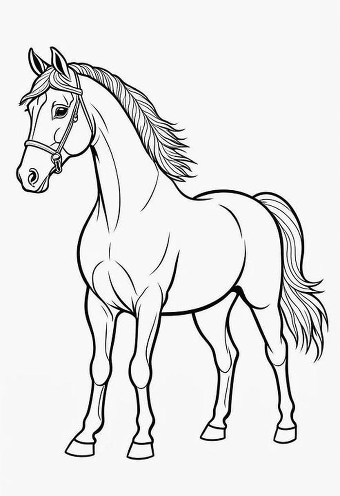 hình ngựa trắng đen cho bé tô