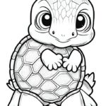 hình rùa trắng đen cho bé tập tô