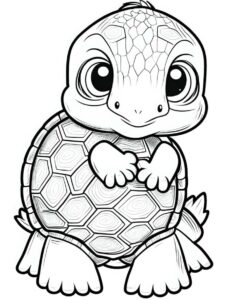 hình rùa trắng đen cho bé tập tô
