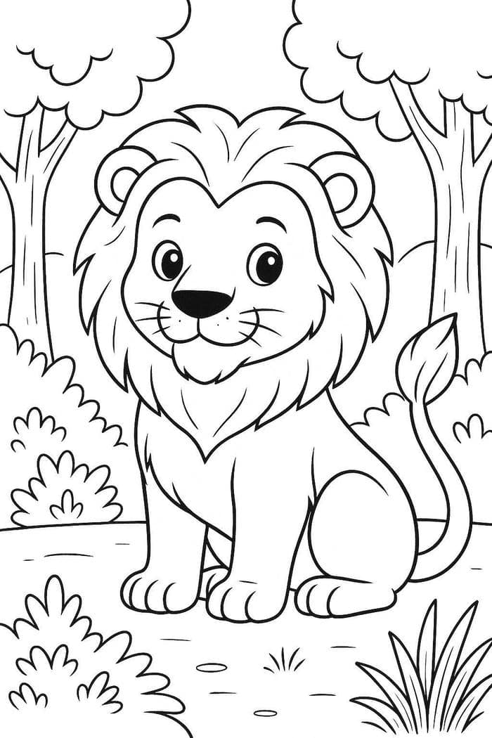 hình sư tử cartoon để bé tô