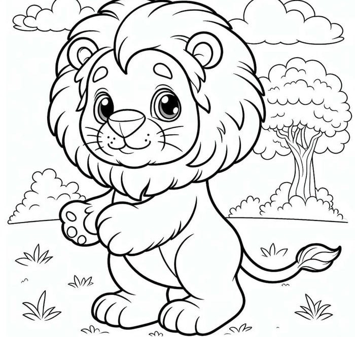 hình sư tử đơn giản trẻ nhỏ