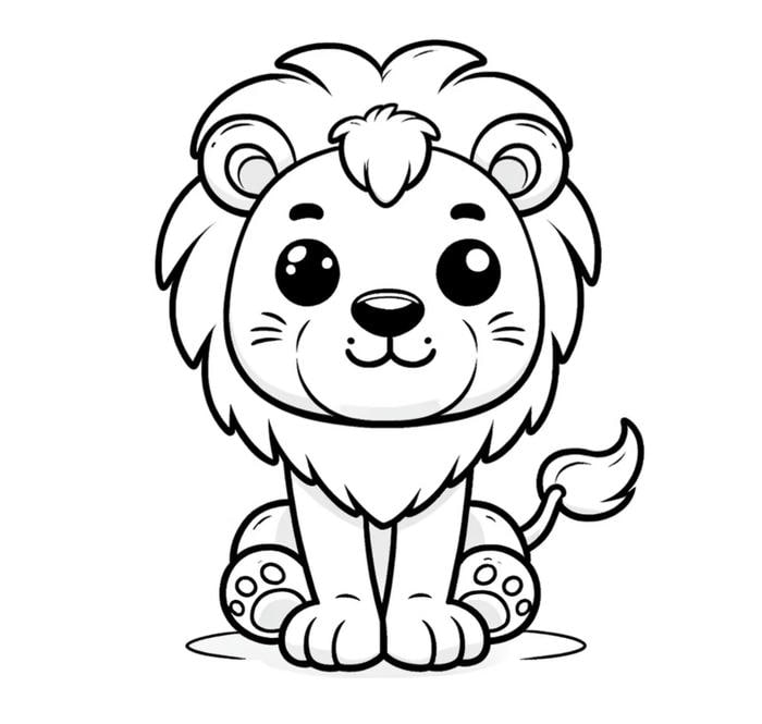 hình sư tử nét đậm giúp bé tô chuẩn
