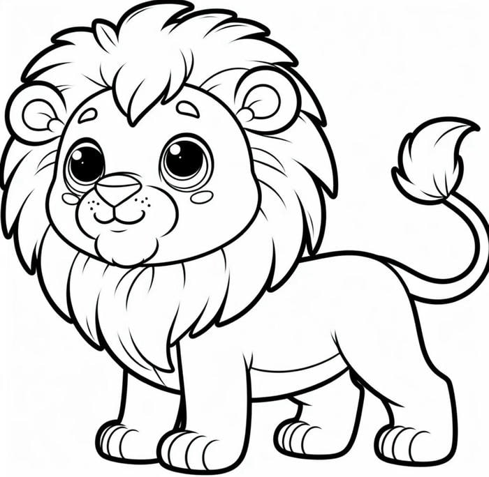 hình sư tử trắng đen cho bé tô