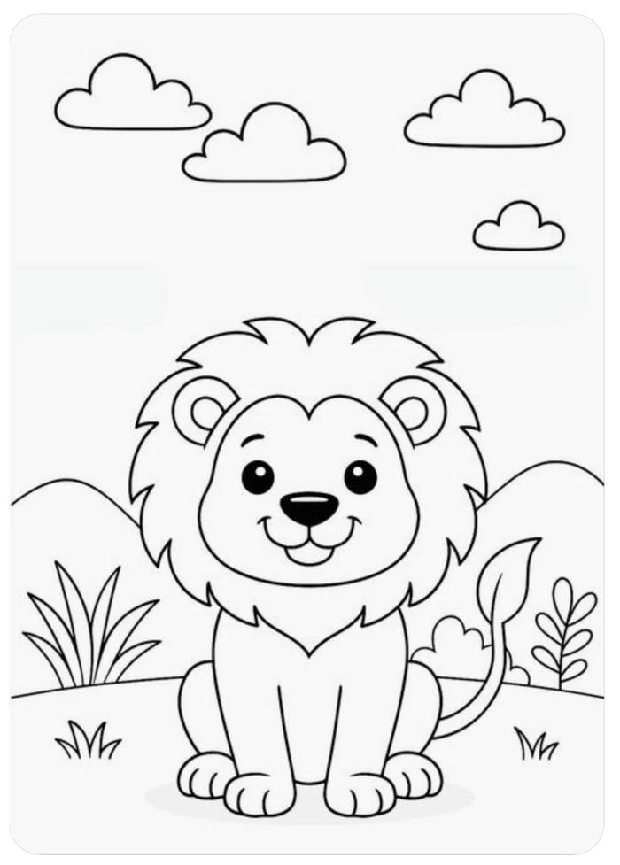 hình sư tử vui nhộn phù hợp bé