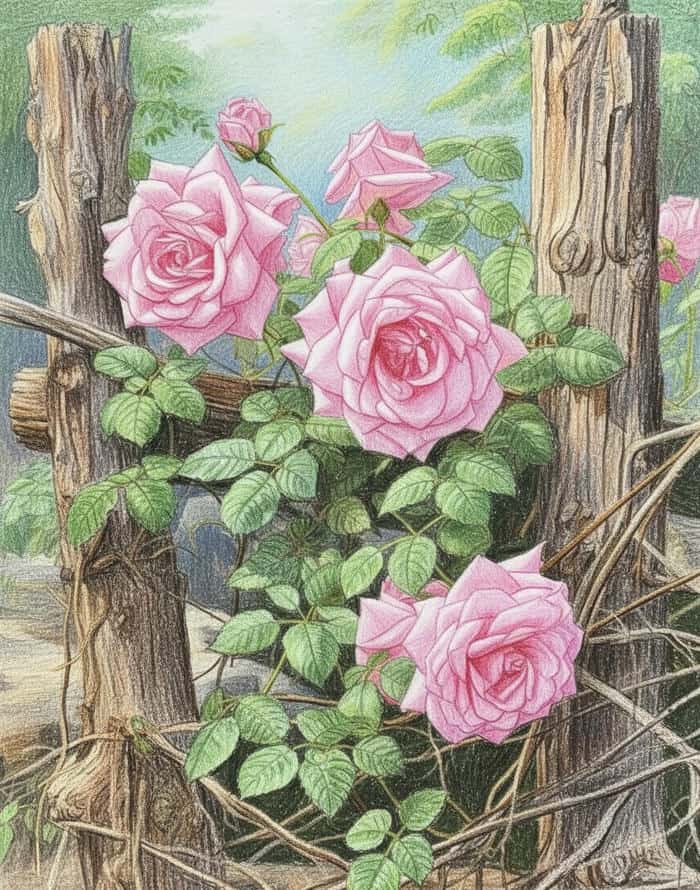 hình tranh vẽ hoa hồng đẹp phong cách nhẹ dịu