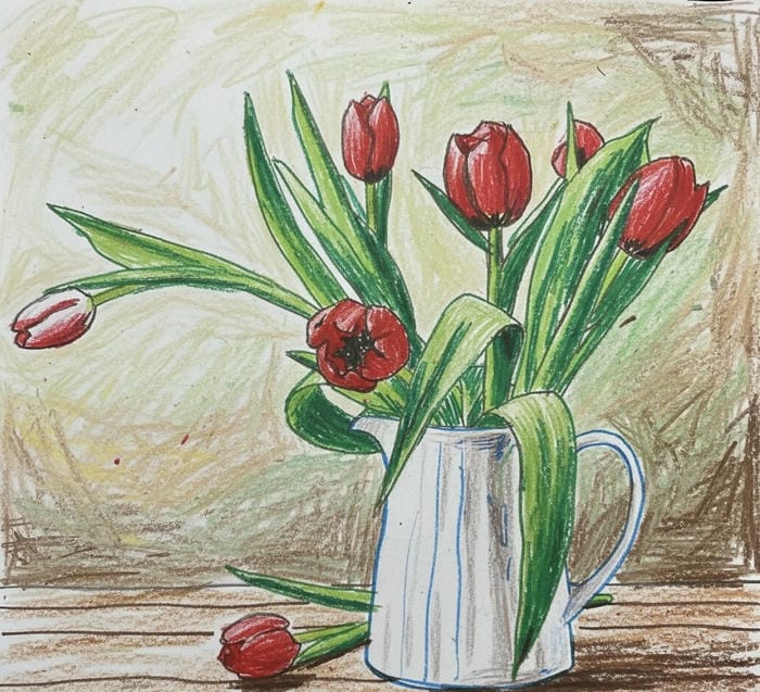 hình tranh vẽ hoa tulip cho bé