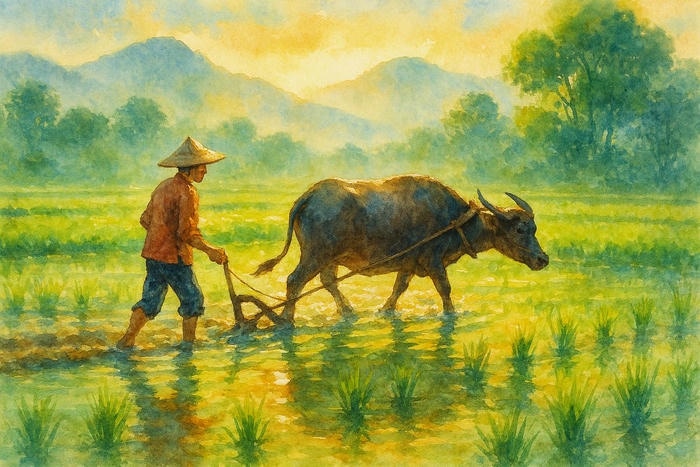 hình tranh vẽ quê hương làng quê Việt Nam