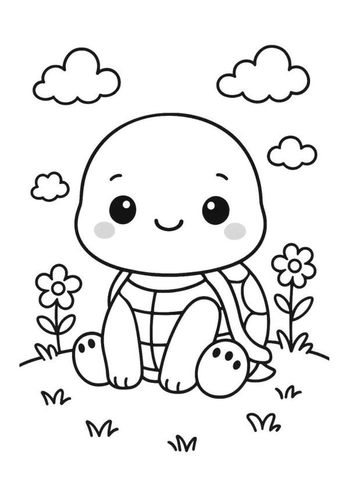 hình vẽ con rùa cho trẻ sáng tạo