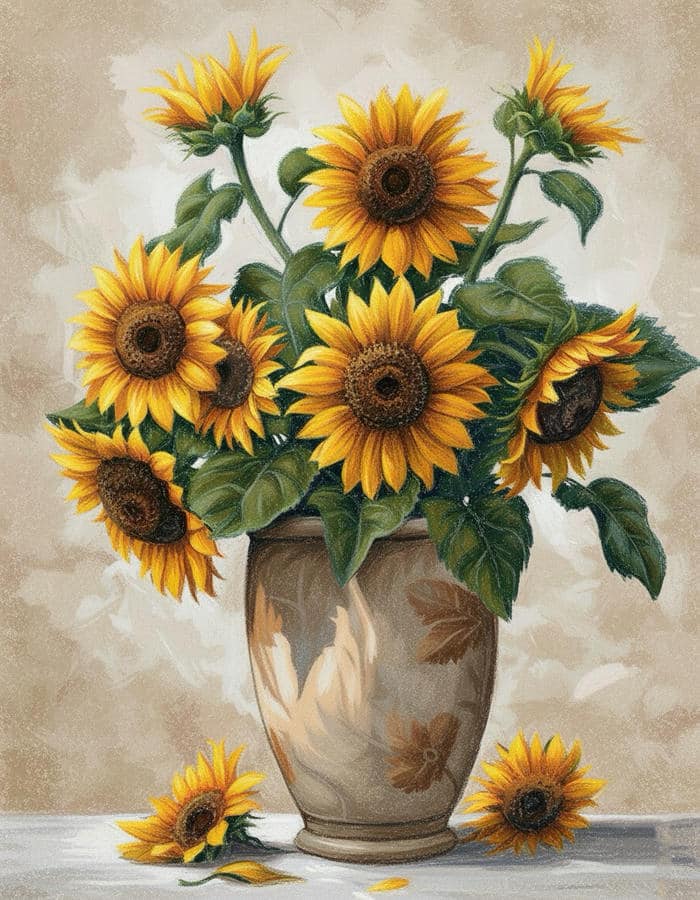 hình vẽ hoa hướng dương đáng yêu