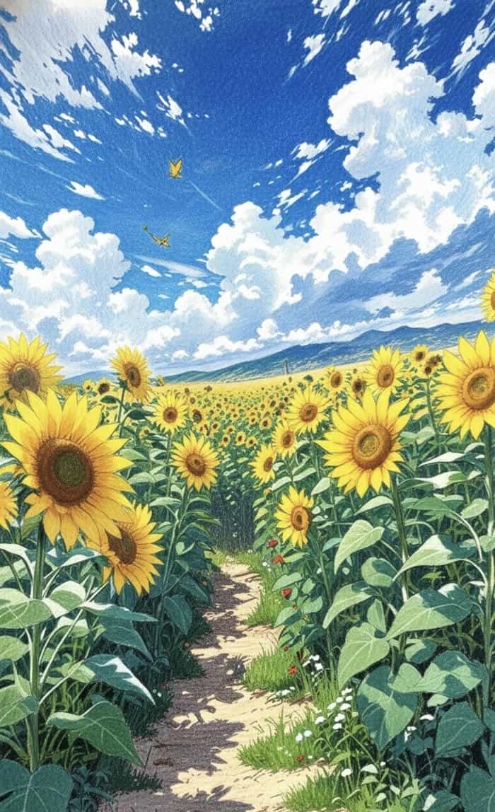 hình vẽ hoa hướng dương đẹp nhẹ nhàng