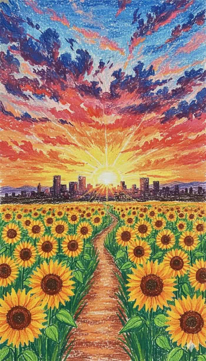 hình vẽ hoa hướng dương trang trí