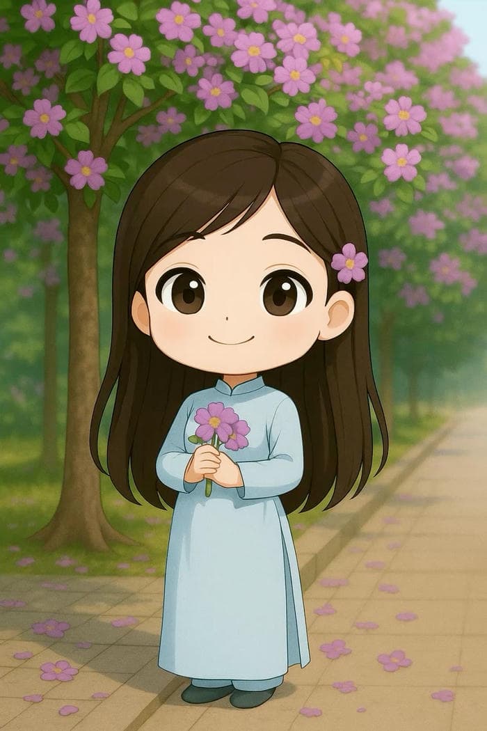 học sinh chibi tạo dáng dễ thương