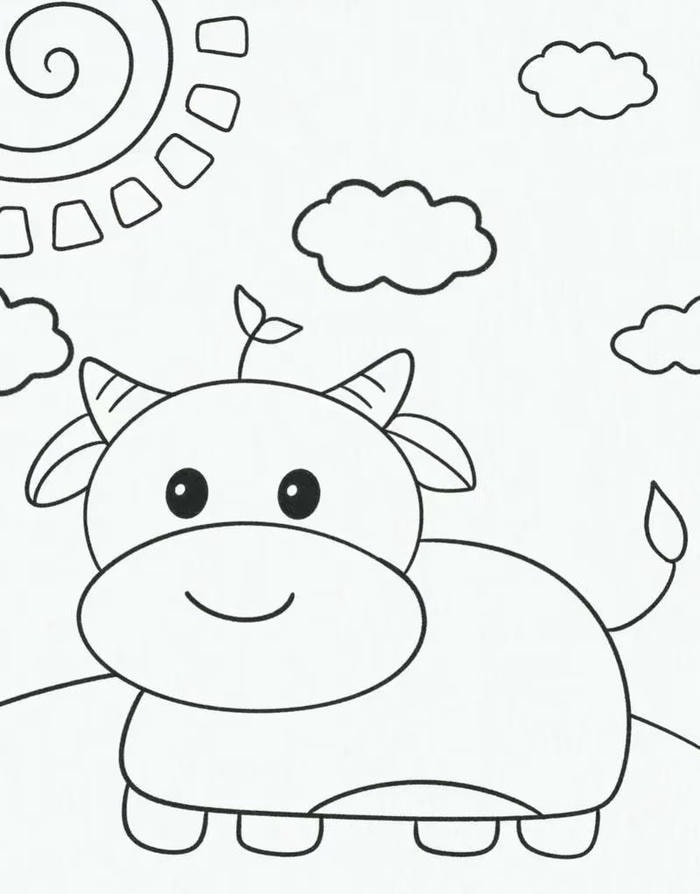 mẫu bò thân thiện để bé tô